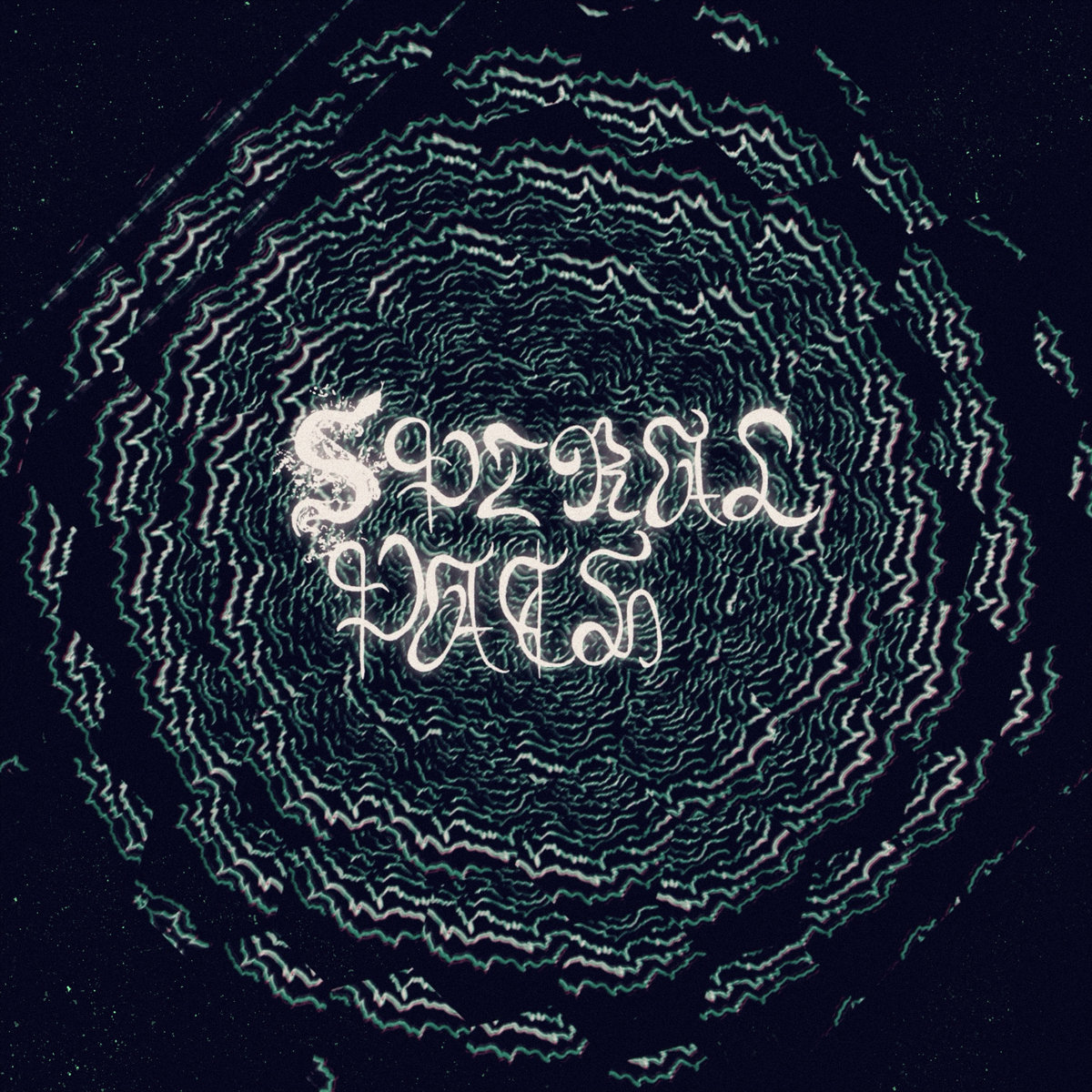 spiral path demo cover - swirling pale lines with the band's name glowing in the center